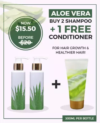 Green Aloe Vera Hair Care Promotion Product Poster Template