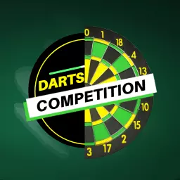Green and Black Darts Competition Logo Featuring Scoring Board Logo Template