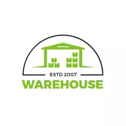 Green and Black Warehouse Design Featuring Safe Storage Logo Template