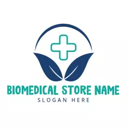 Green and Blue Leaf Design for Biomedical Store Logo Template