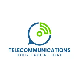 Green and Blue Signal Icon Representing Telecommunications Logo Template