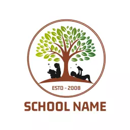 Green and Brown Tree Design for Education Institution Logo Template