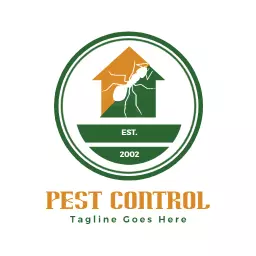 Green and Orange Emblematic Design for Pest Control Logo Template