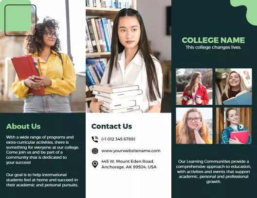 Green and White Modern College Educational Programs Brochure Template