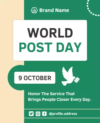 Green and White Promotional World Post Day Awareness Poster Template