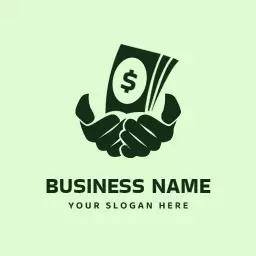 Green Background Depicting Finance with Cash in Hands Logo Template