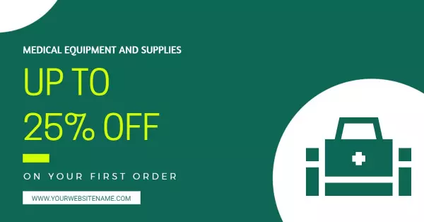 Green Background Medical Equipment Discount Offer Banner Template