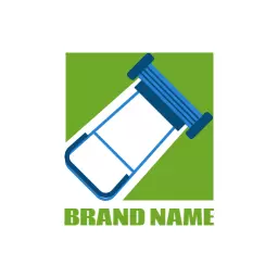 Green Background with Lawn Mower Design for Lawn Care Logo Template