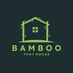 Green Bamboo Tent House Design for Eco-Friendly Living Logo Template
