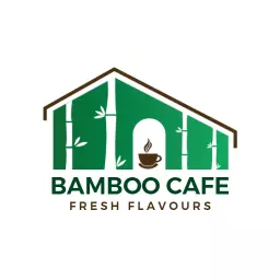 Green Bamboo-Themed Cafe Design Emphasizing Fresh Flavours Logo Template