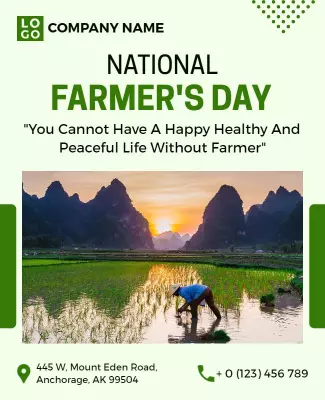 Green Celebratory National Farmer's Day Poster Template