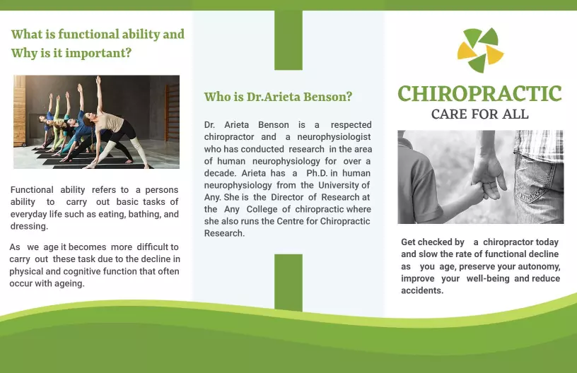 Green Chiropractic Care and Functional Ability Awareness Brochure Template