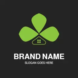 Green Clover Design Symbolizing Home and Community Logo Template
