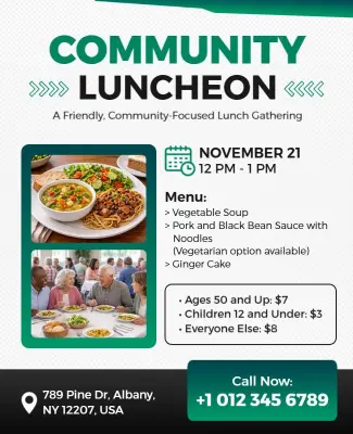 Green Community-Focused Luncheon Invitation Flyer Template