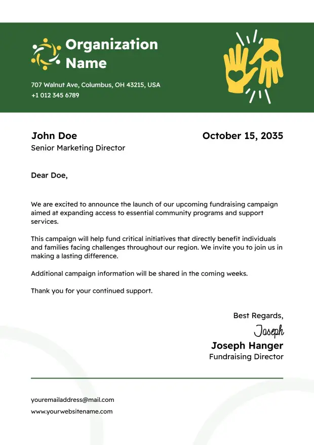 Green Community Outreach Non-Profit Campaign Letterhead Template