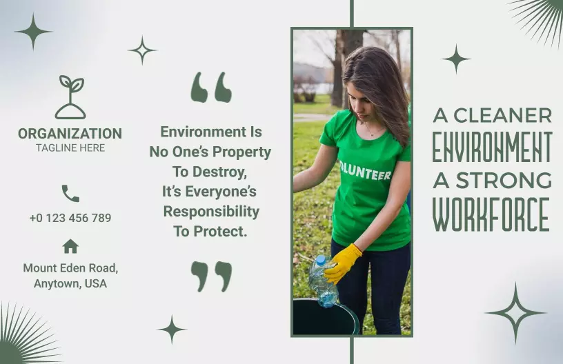Green Community Volunteer and Environmental Protection Brochure Template