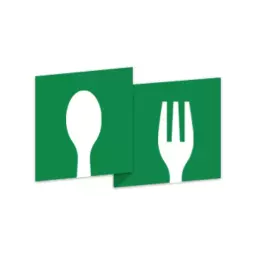 Green Culinary Design Featuring Spoon and Fork Icons Logo Template