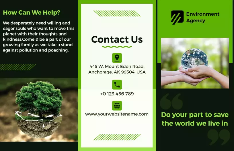 Green Eco-Friendly Environment Agency Community Action Brochure Template