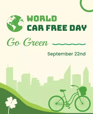 Green Eco-Friendly World Car Free Day Celebration Poster Template