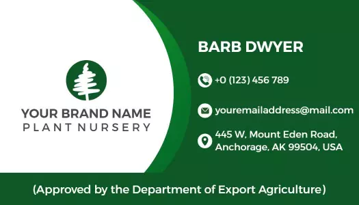Green Elegant Plant Nursery Visiting Card Template