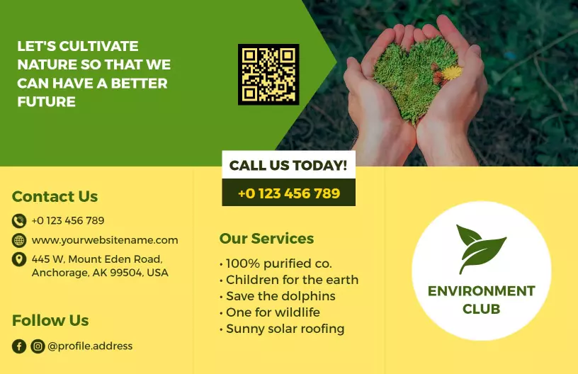 Green Environmental Awareness and Community Club Brochure Template