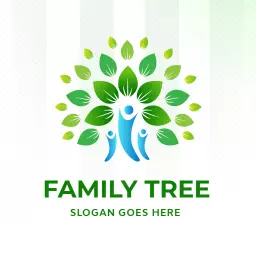 Green Family Tree Symbolizing Generations Together Logo Template