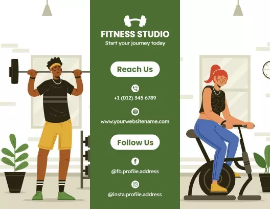 Green Fitness Studio Training Program and Services Brochure Template