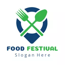 Green Fork and Spoon Icon Representing Food Festival Logo Template