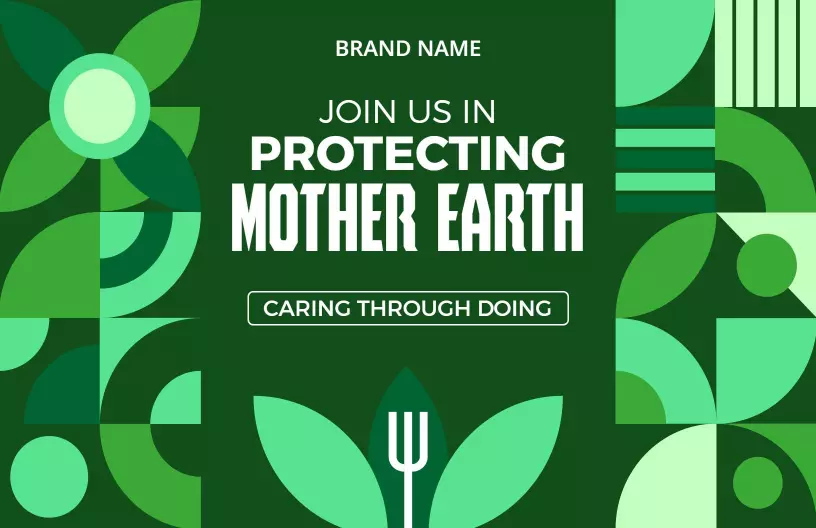 Green Geometric Leaf Pattern Environmental Protection Brochure Template