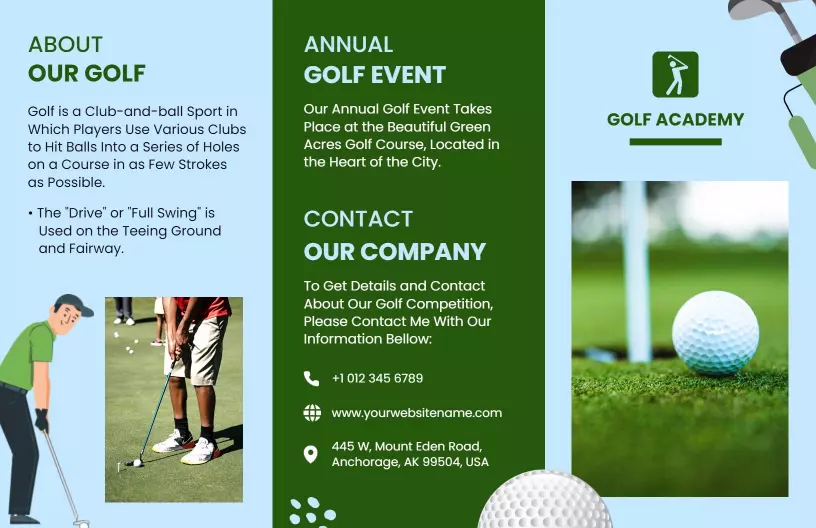Green Golf Academy Annual Event and Competition Brochure Template