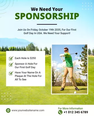 Green Golf Sponsorship Support Fundraiser Event Poster Template