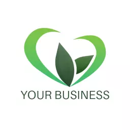 Green Heart and Leaves Design Illustrating Environment Logo Template