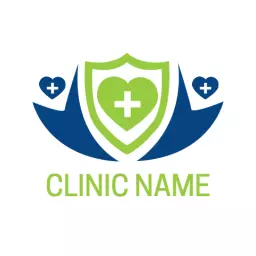 Green Heart and Shield Symbolizing Healthcare Wellness Logo Template