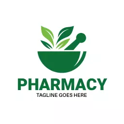 Green Herbal Elements Featured in Natural Pharmacy Logo Template