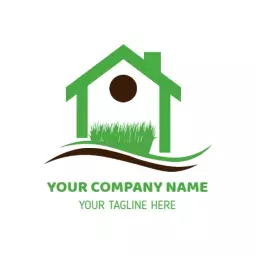 Green Home Design Emphasizing Professional Lawn Care Logo Template