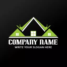 Green Home Design Featuring Two Stylish Roofs Homebuilder Logo Template