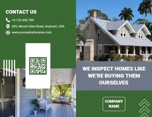Green Home Inspection Services and Client Testimonials Brochure Template