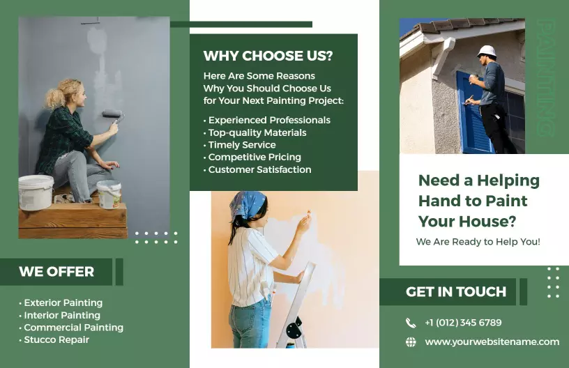 Green Home Painting Services Interior and Exterior Brochure Template