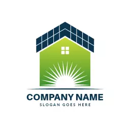 Green House Design Showcasing Solar Energy Solutions Logo Template
