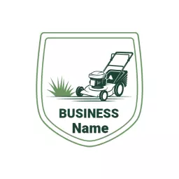 Green Lawn Care Business Featuring Mower and Grass Logo Template