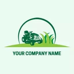 Green Lawn Care Design with Mower and Grassy Elements Logo Template