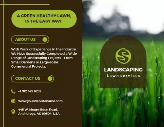 Green Lawn Care Services and Landscaping Maintenance Brochure Template