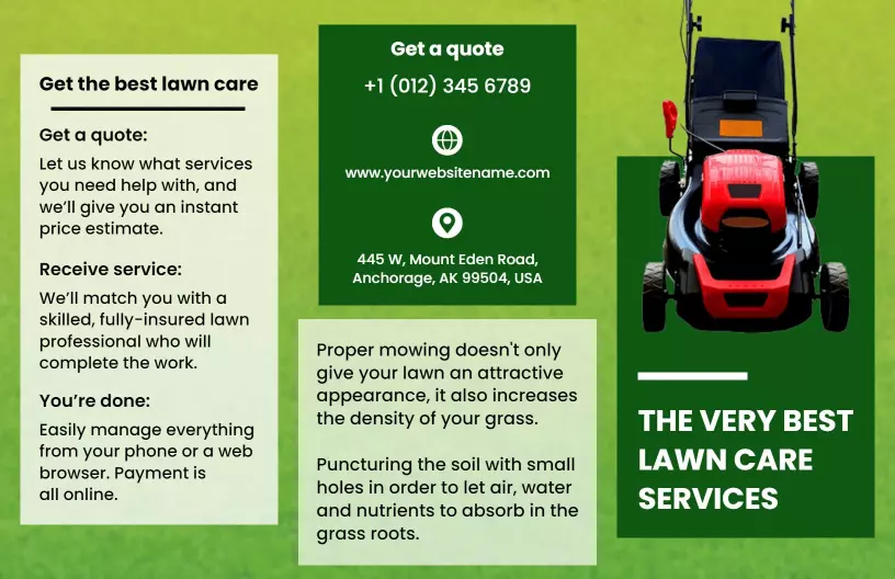Green Lawn Care Services Instant Quote and Info Brochure Template