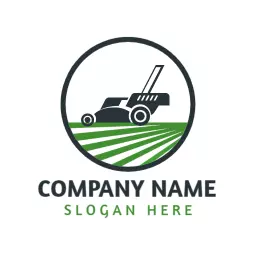 Green Lawn Designed with a Lawn Care Mower Logo Template