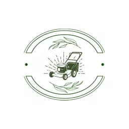 Green Lawn Mower with Fresh Leaves Representing Lawn Care Logo Template