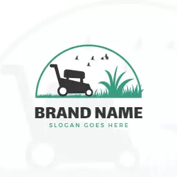 Green Lawn Served with Professional Care and Mowing Logo Template