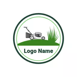 Green Lawn with Lawn Mower Perfect for Lawn Care Logo Template