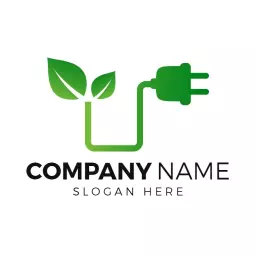 Green Leaf and Plug Design Highlighting Eco Friendly Practices Logo Template