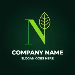 Green Leaf Integrated in N Letter Design Logo Template