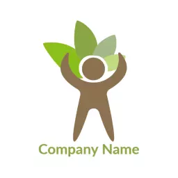 Green Leaves and Person Silhouette Emphasizing Environment Logo Template
